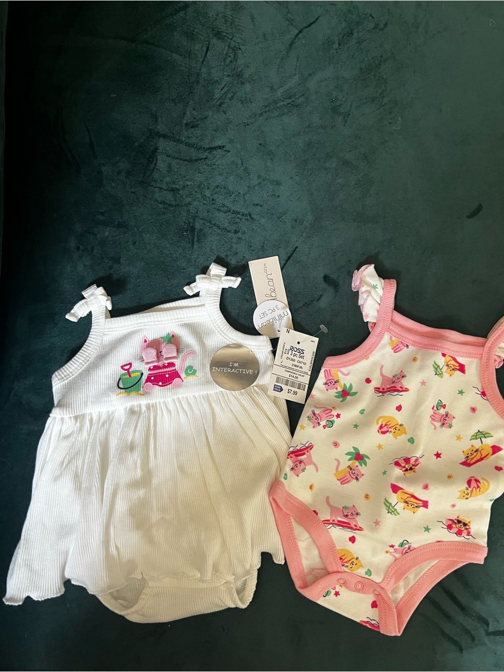 Two-Pack Pink & White Baby One-Pieces - Cute Bunny & Summer Print